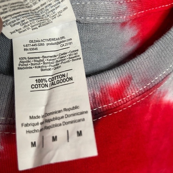 Upcycled Red & Gray Tie Dye Short Sleeve Tee - Picture 6 of 6